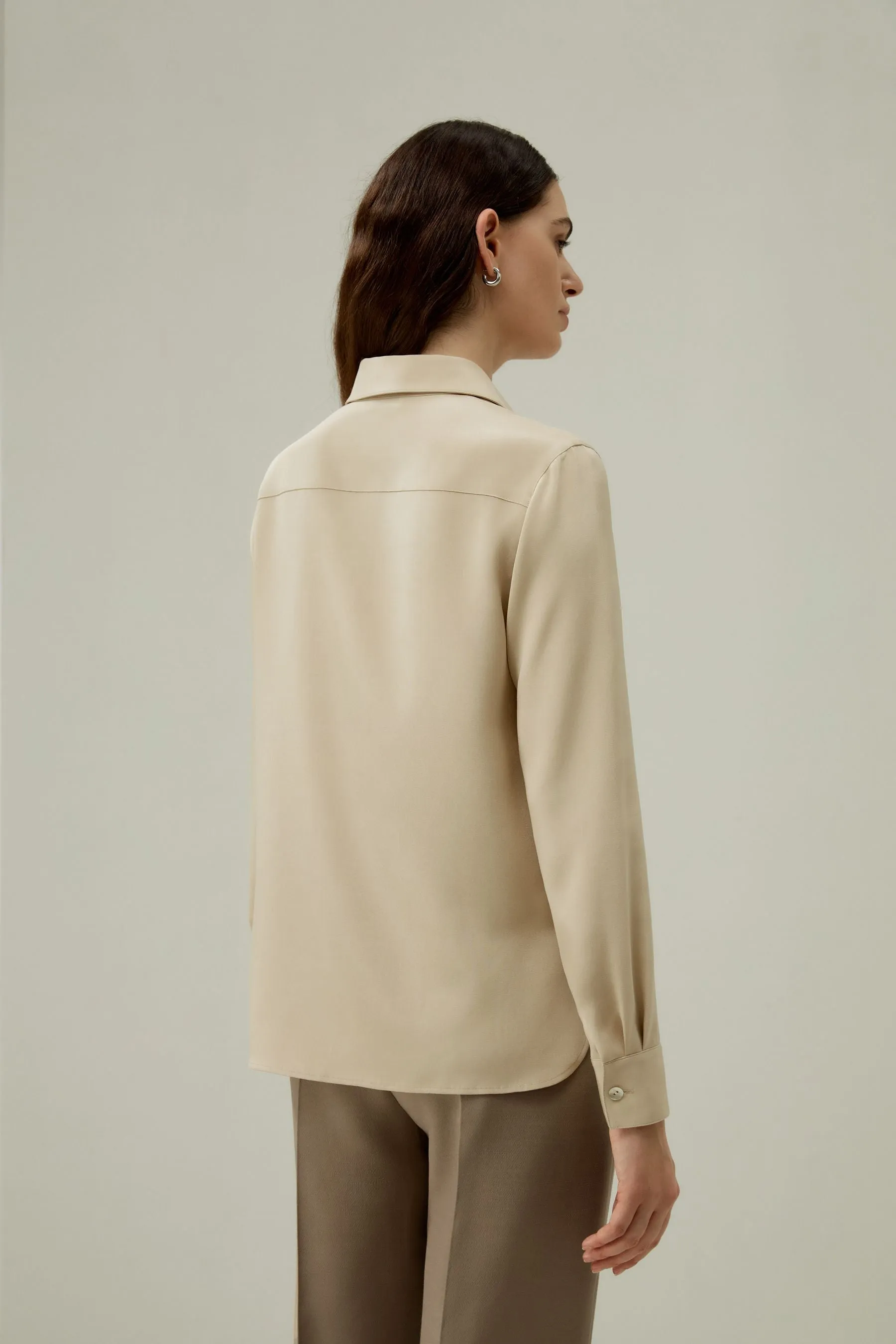 Graceful Button Up Silk Blouse 91T5052