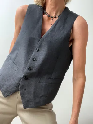 Grey Self Stripe Vest 221