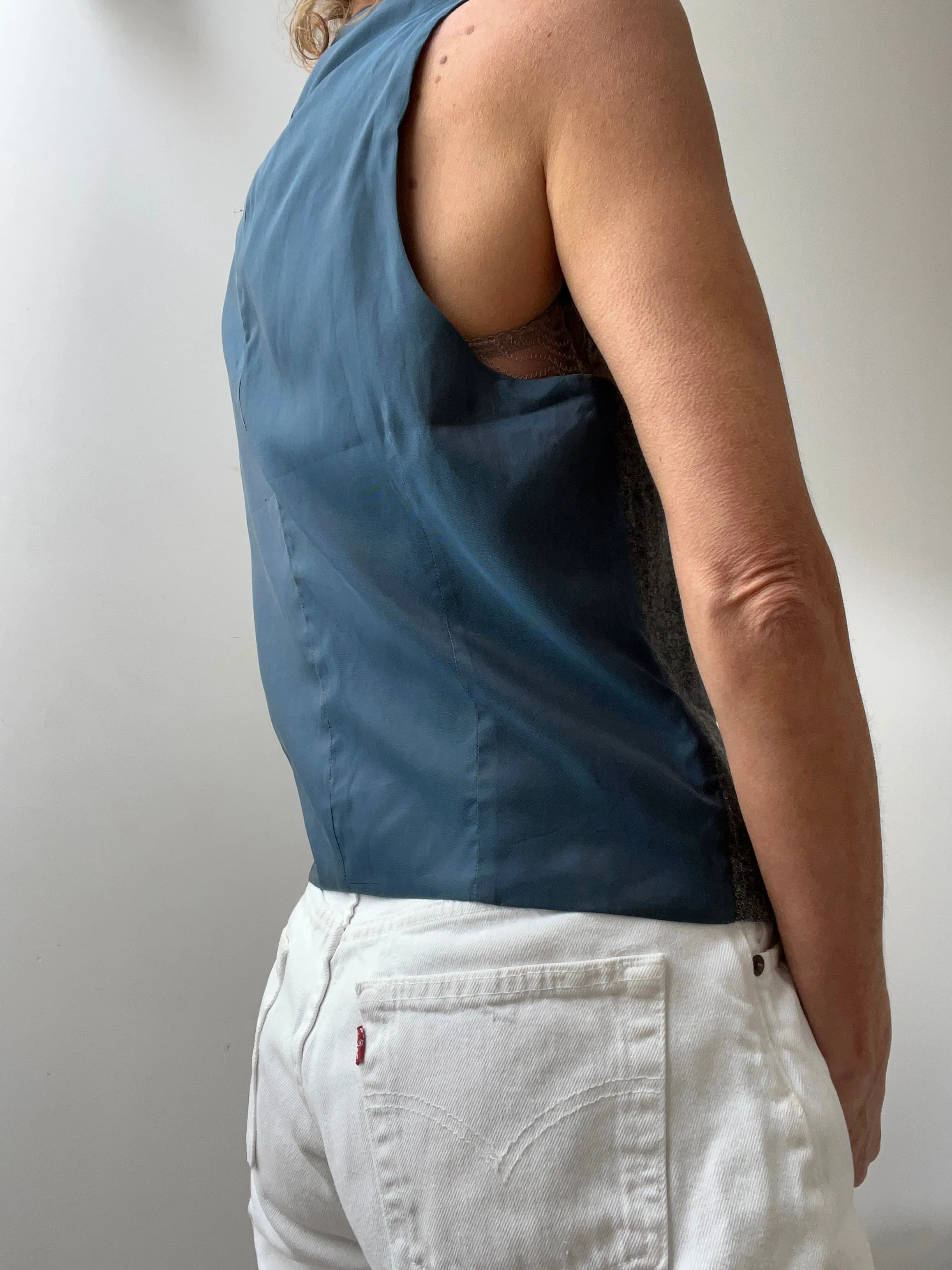 Grey Tweed Pinstripe Vest 221