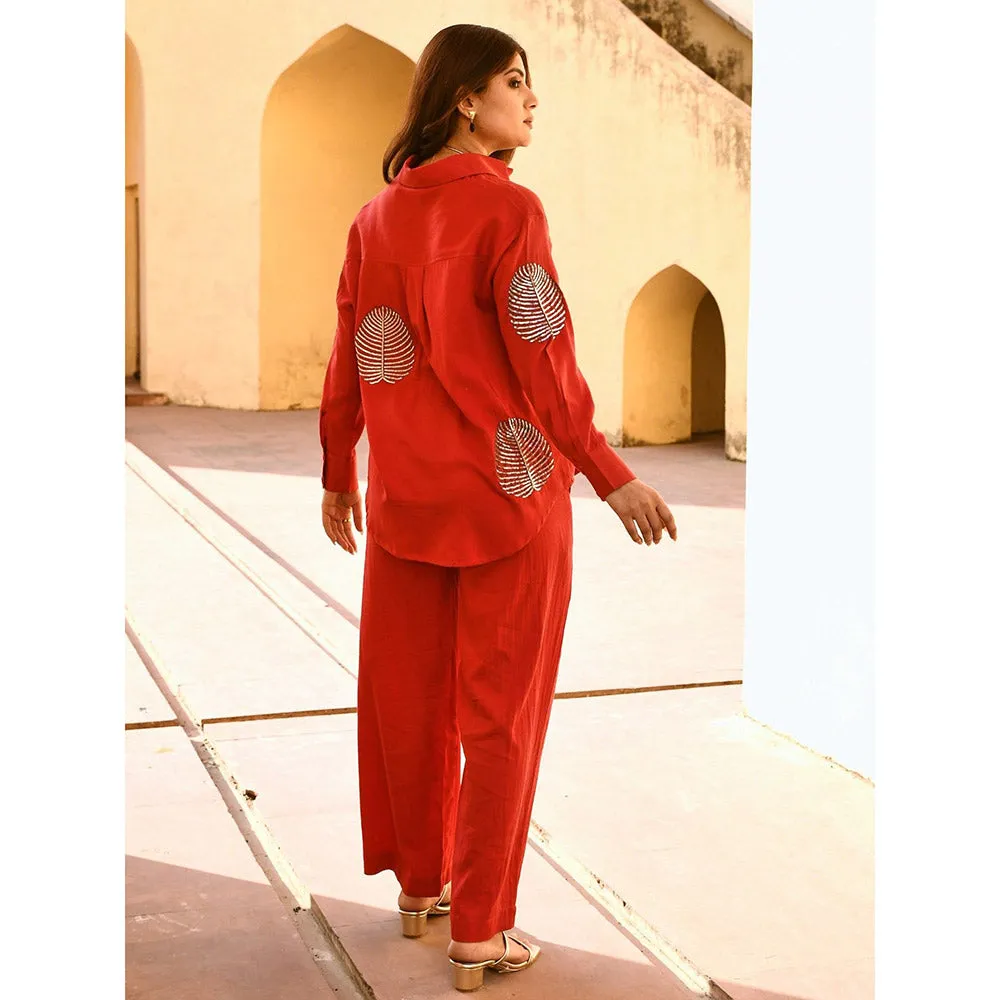 Gulaal Diyu Sequin Embroidered Red Shirt