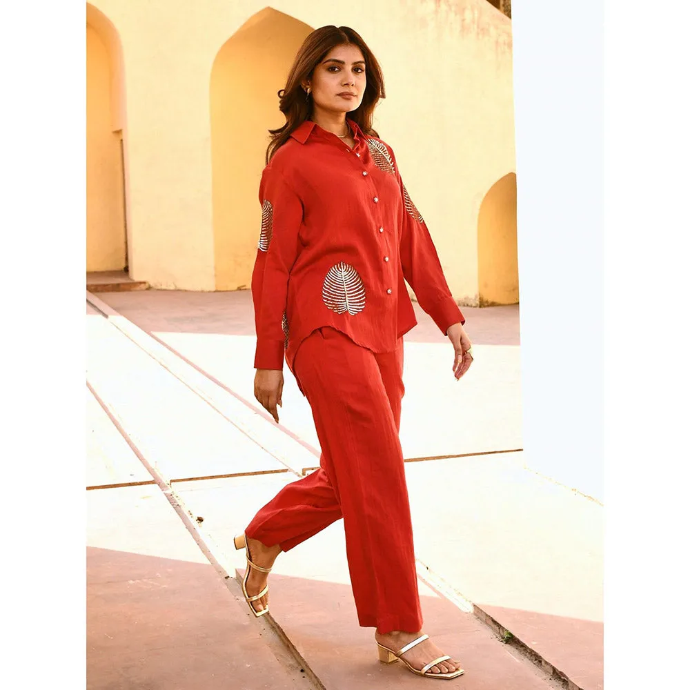 Gulaal Diyu Sequin Embroidered Red Shirt