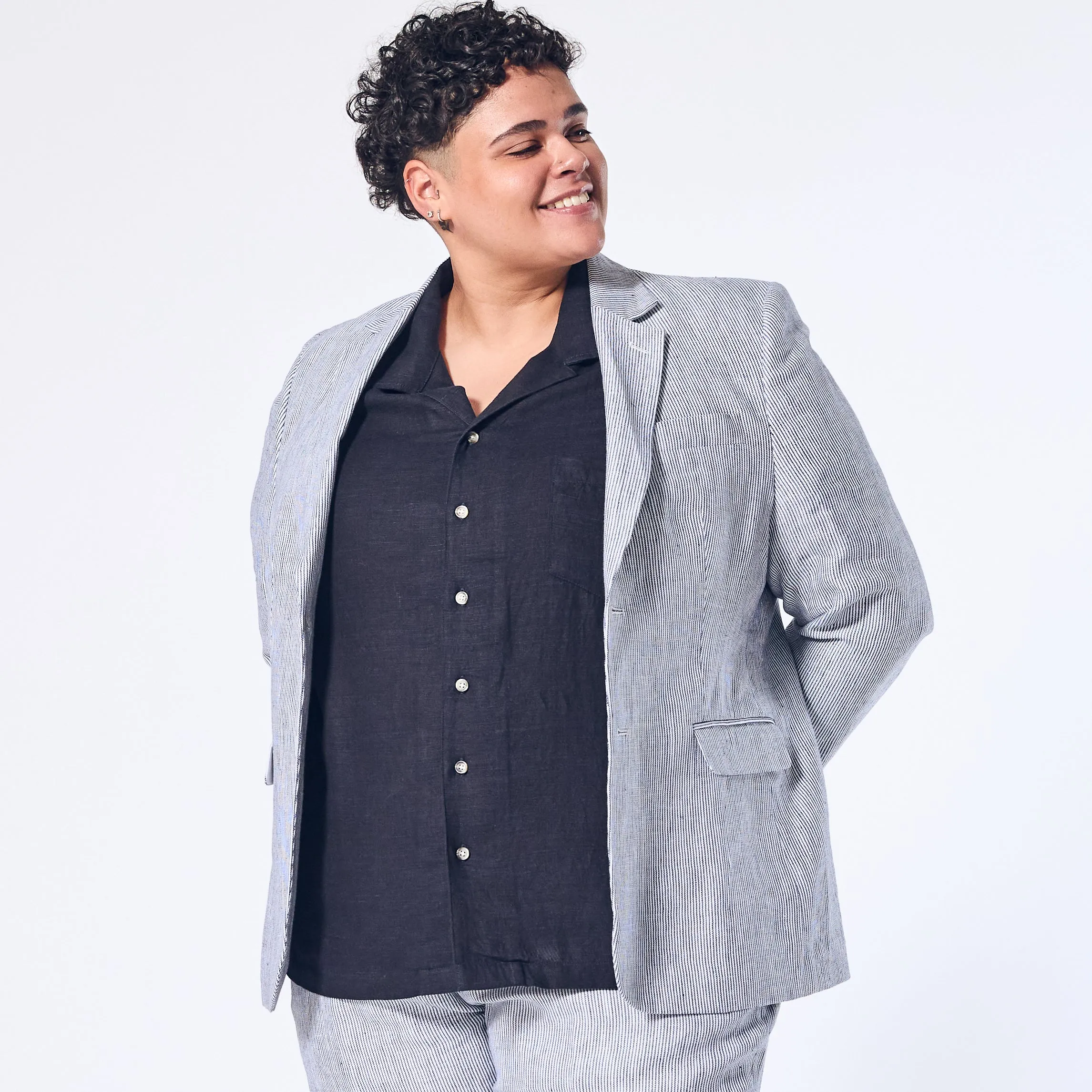 Hampton Blue Stripe Linen Blazer