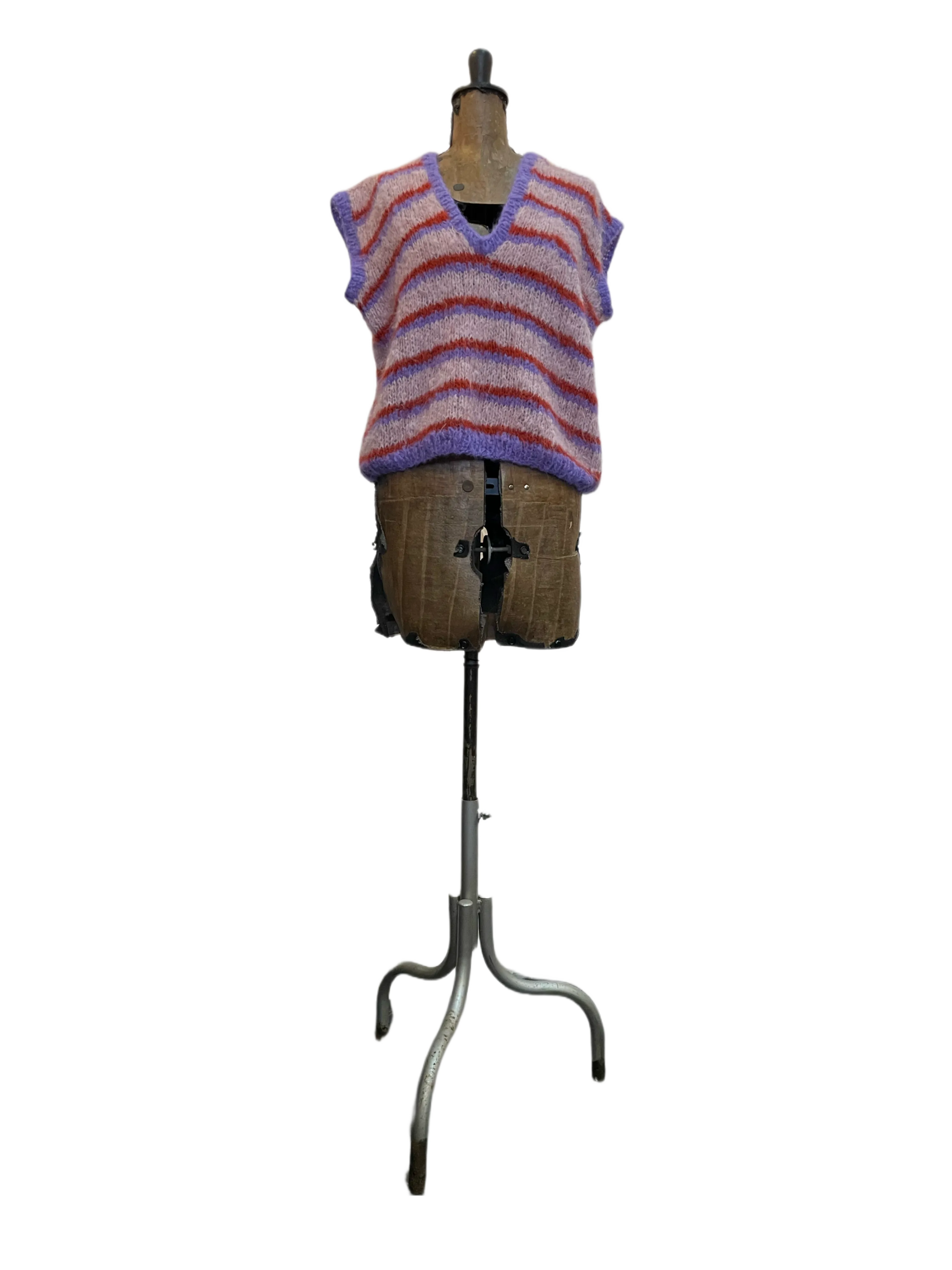 Hand-Knit alpaca stripe vest