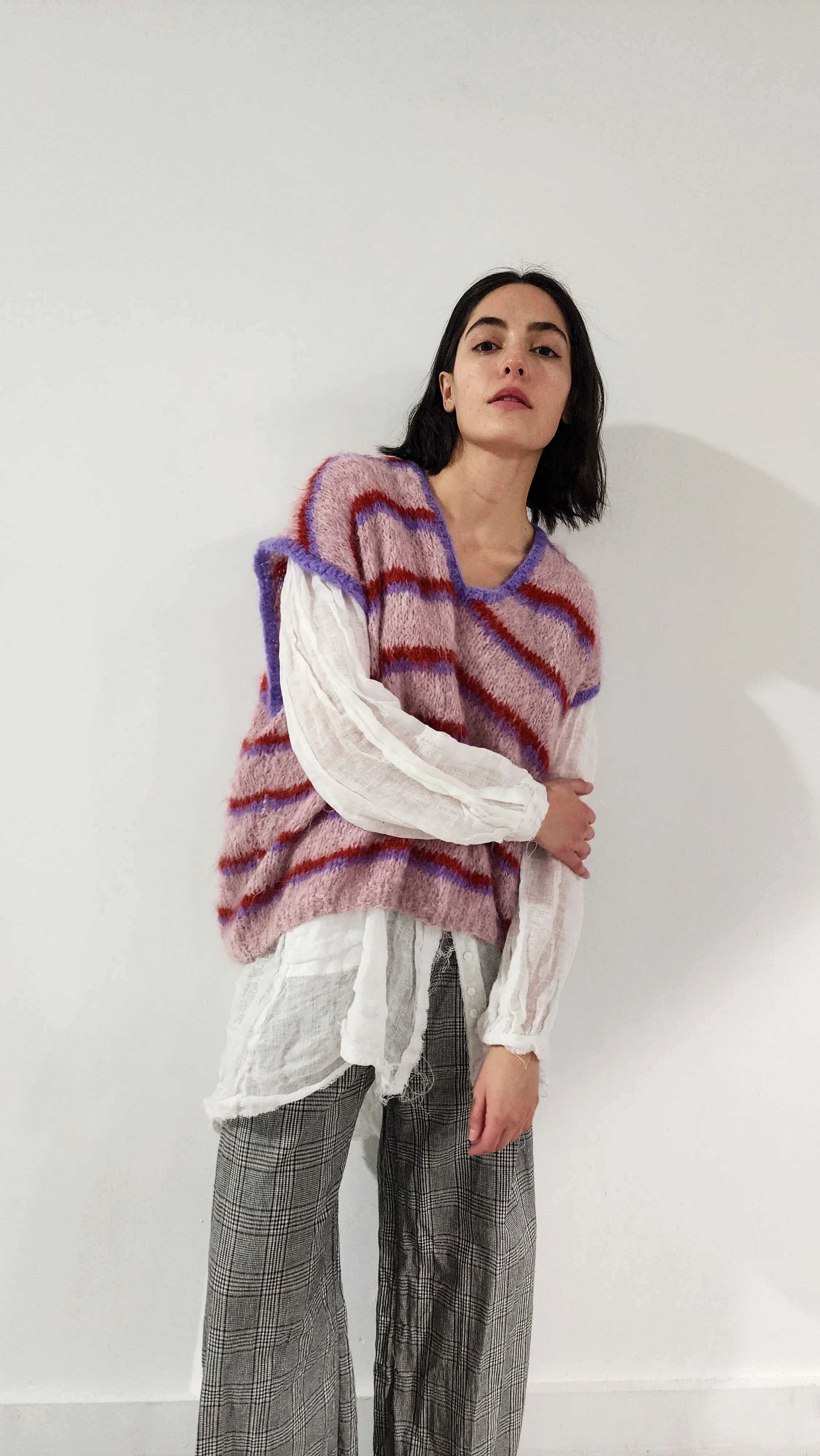 Hand-Knit alpaca stripe vest