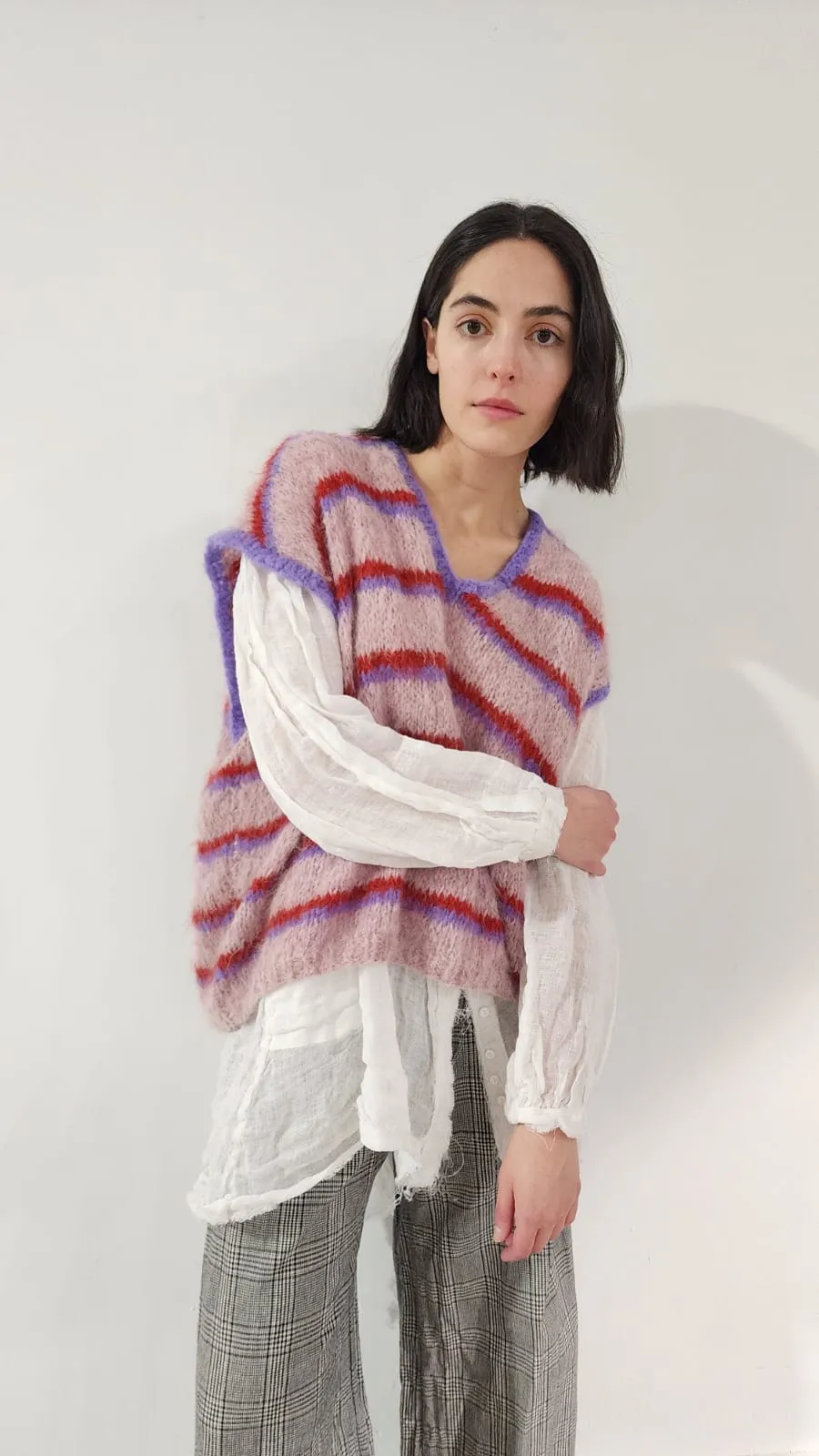 Hand-Knit alpaca stripe vest