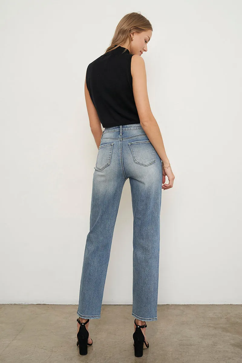 High Rise Crossover Girlfriend Jeans