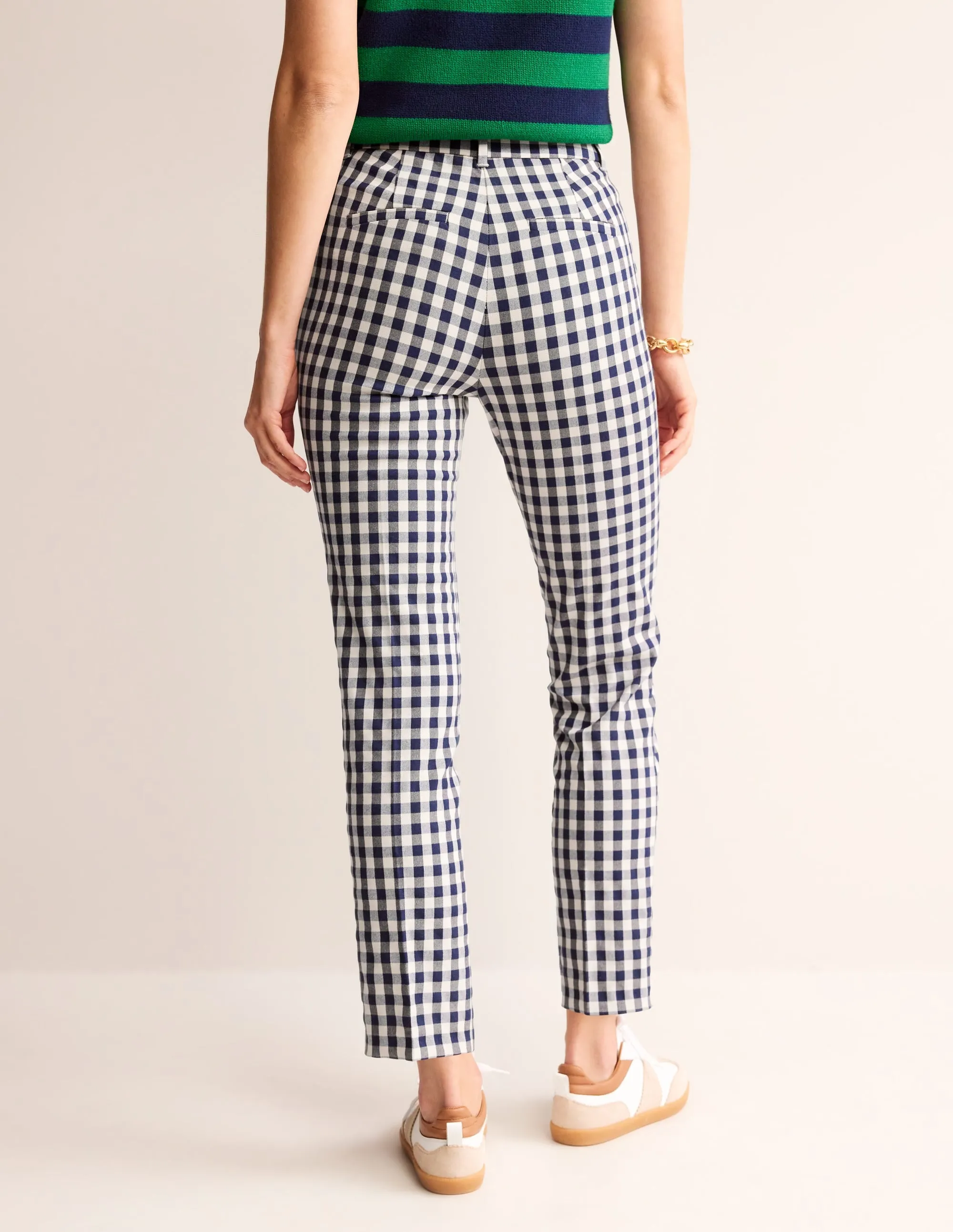 Highgate Check Trousers-Navy and Stone Gingham