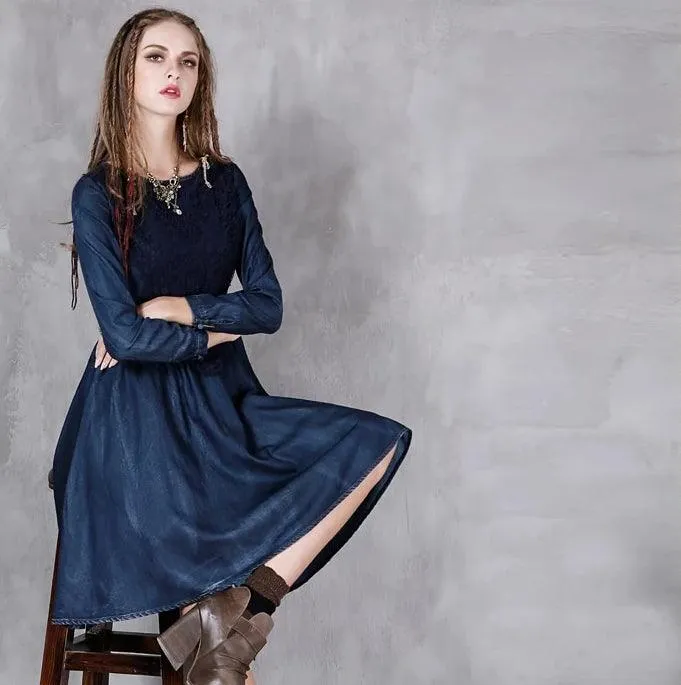 Hollow Out Belted A-Line Free Flowing Dress