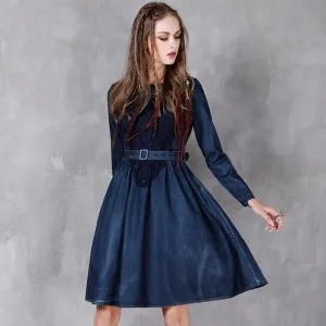 Hollow Out Belted A-Line Free Flowing Dress