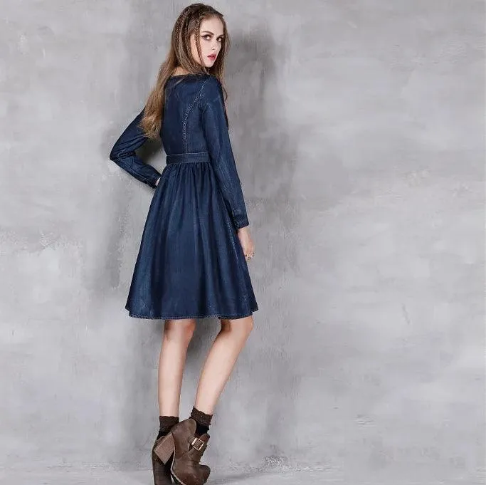 Hollow Out Belted A-Line Free Flowing Dress