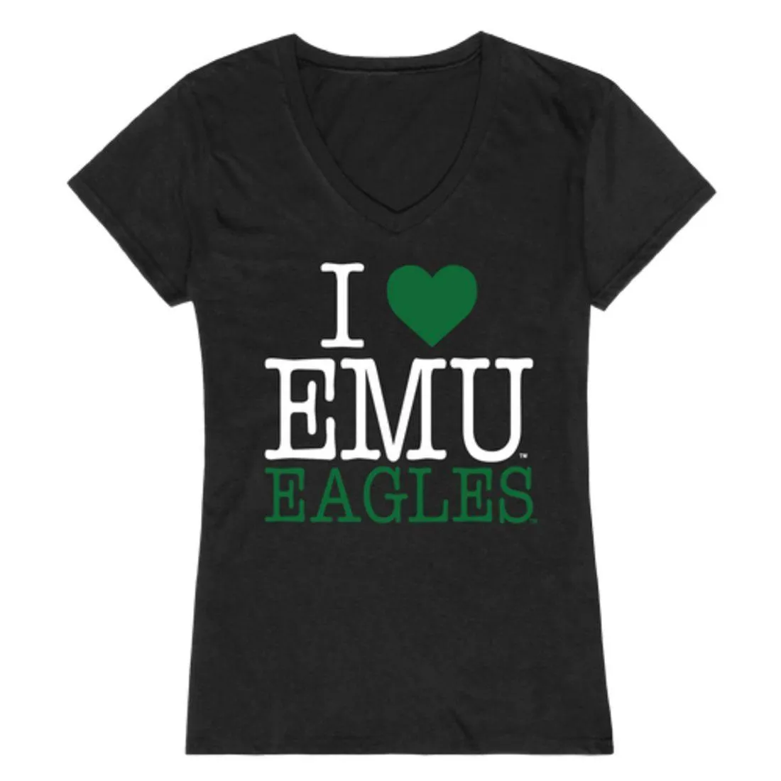 I Love EMU Eastern Michigan University Eagles Womens T-Shirt