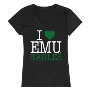 I Love EMU Eastern Michigan University Eagles Womens T-Shirt