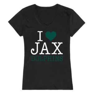 I Love JU Jacksonville University Dolphin Womens T-Shirt