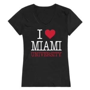 I Love Miami University RedHawks Womens T-Shirt