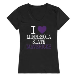 I Love MNSU Minnesota State University Mankato Mavericks Womens T-Shirt