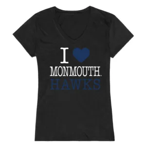 I Love Monmouth University Hawks Womens T-Shirt