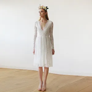 Ivory Lace Long Sleeve Short Bridal Gown 1161