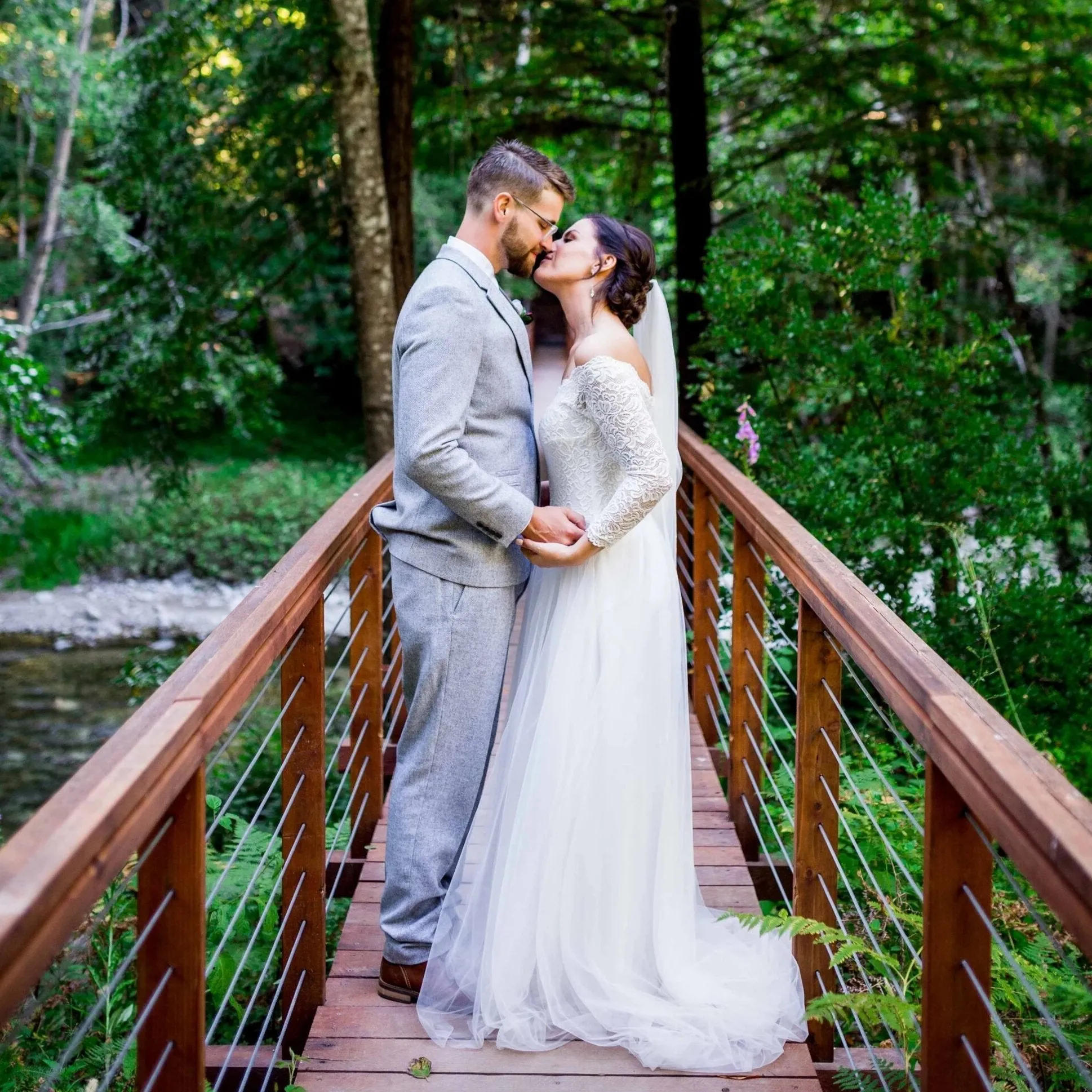 Ivory Off-The-Shoulder Lace and Tulle Train Wedding Gown 1162