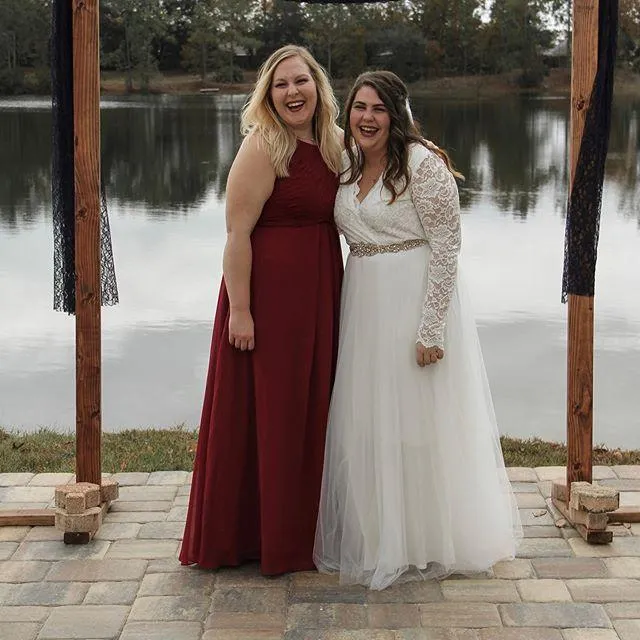 Ivory Tulle and Lace Long Sleeve Wedding Maxi Dress 1125