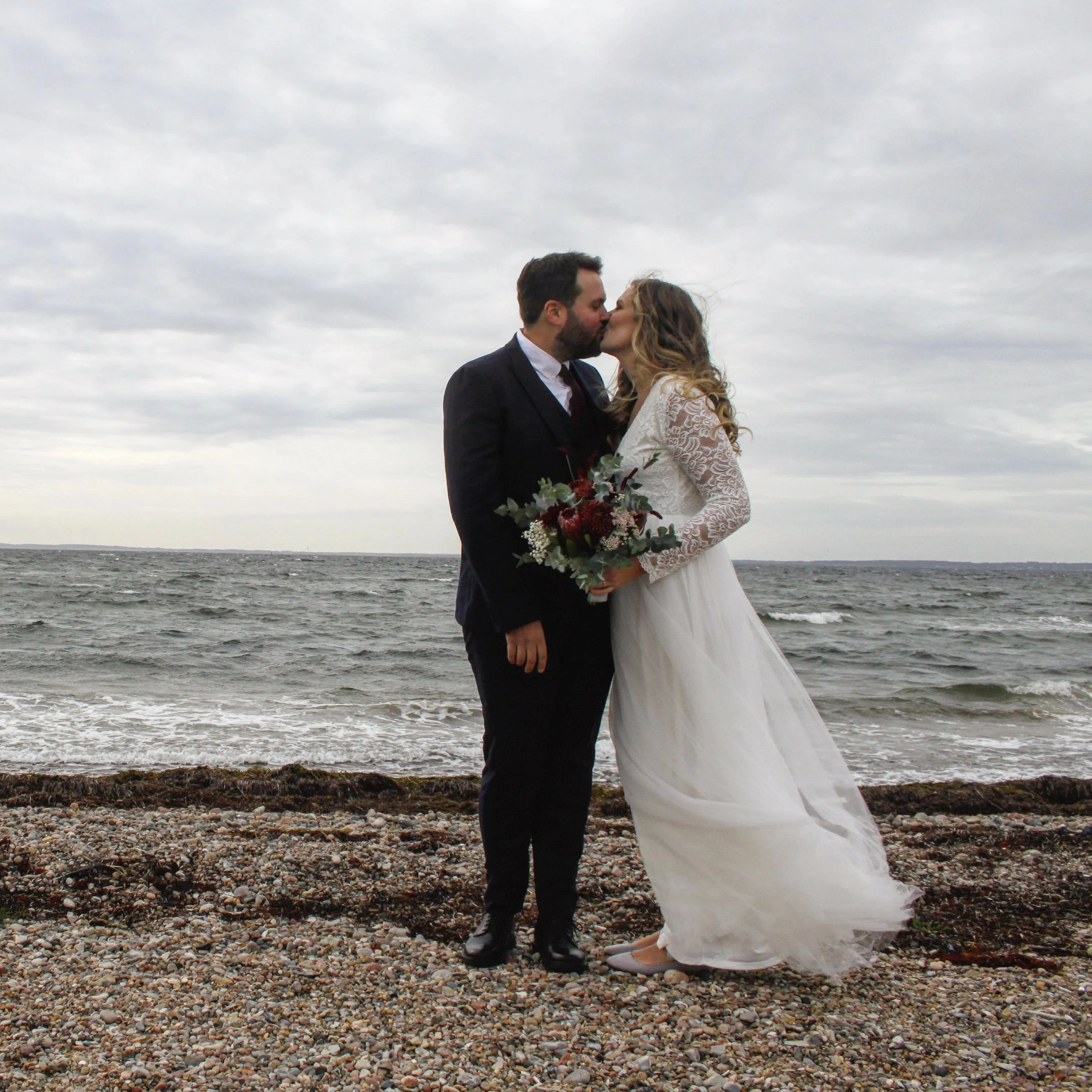 Ivory Tulle and Lace Long Sleeve Wedding Maxi Dress 1125