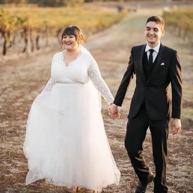 Ivory Tulle and Lace Long Sleeve Wedding Maxi Dress 1125