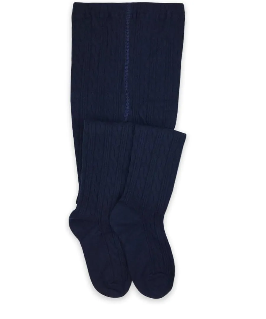 Jefferies Socks Navy Classic Cable Tights