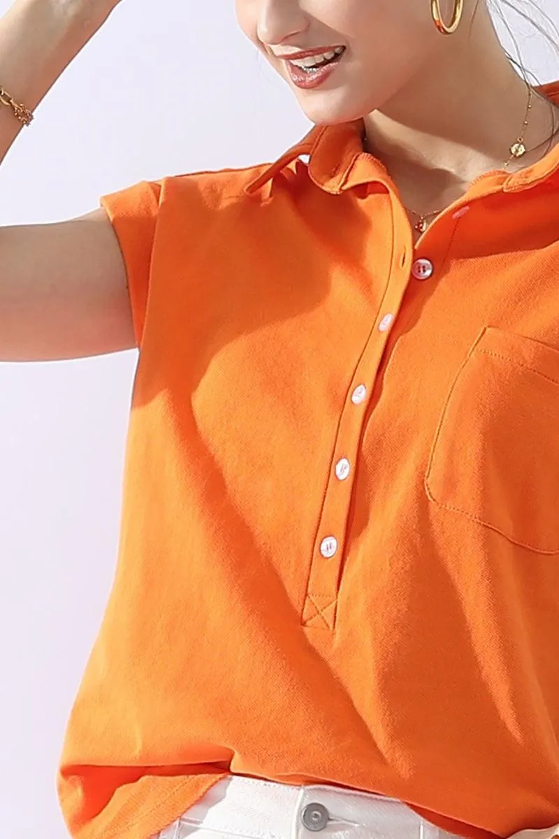 JOHNNY COLLARS BUTTON CLOSER SHORT SLEEVE TOP