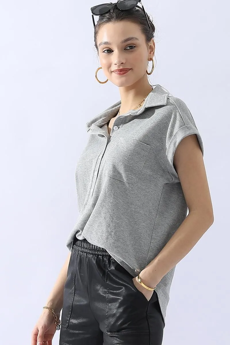 JOHNNY COLLARS BUTTON CLOSER SHORT SLEEVE TOP