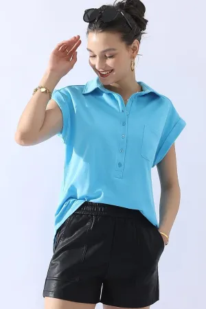 JOHNNY COLLARS BUTTON CLOSER SHORT SLEEVE TOP