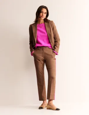 Kew Check Side Stripe Trousers-Brown and Pink Check