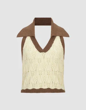 Knitted Lapel Tank Top