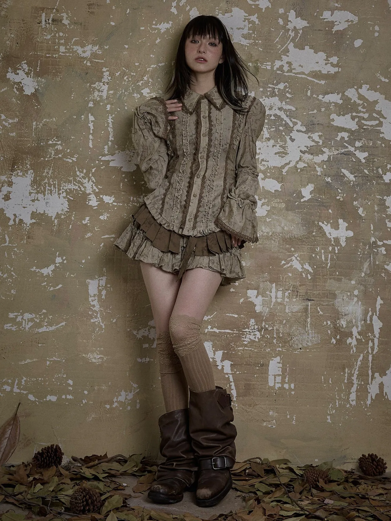 Lace Frill Stitch Romantic Shirt
