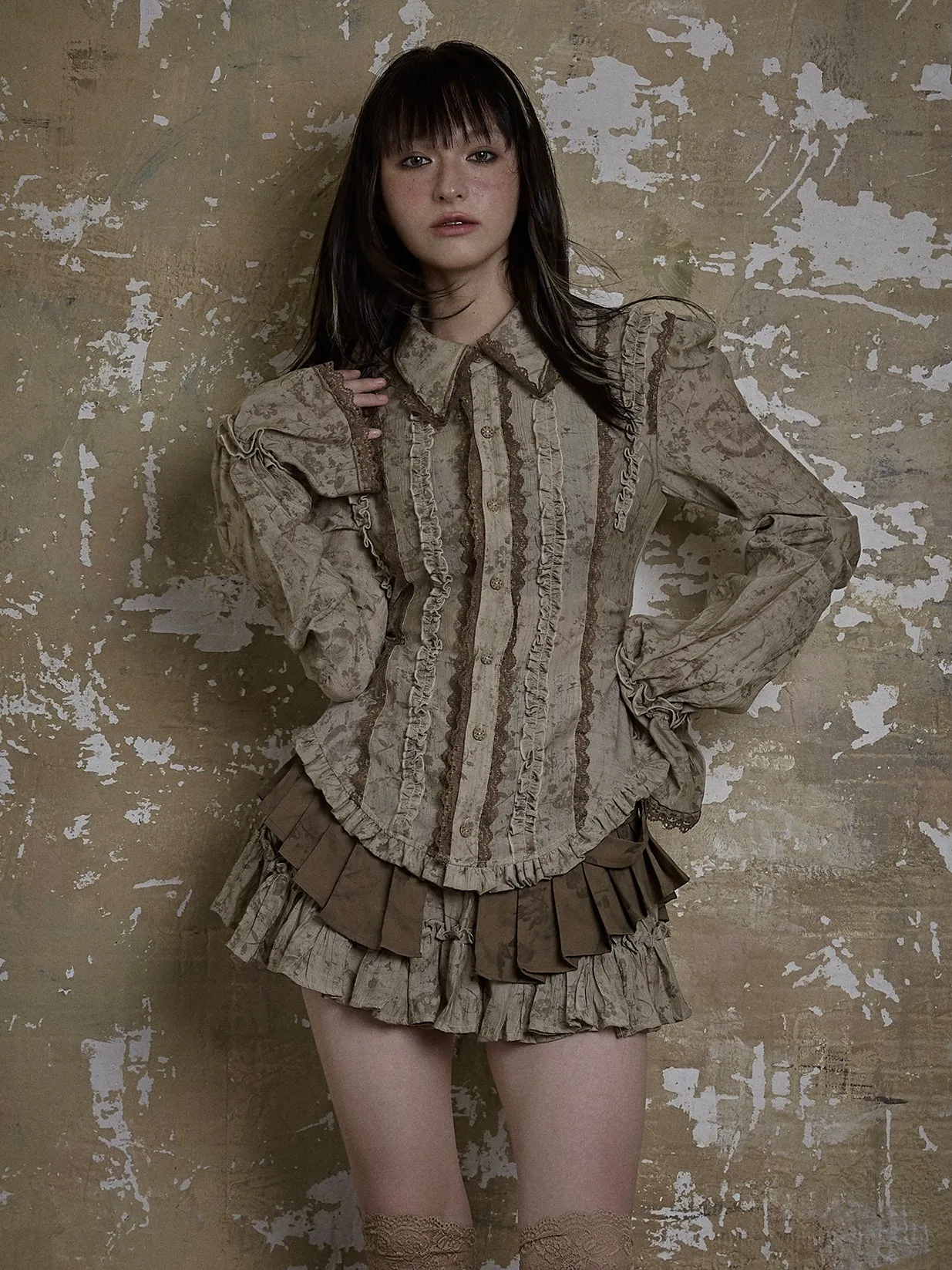 Lace Frill Stitch Romantic Shirt
