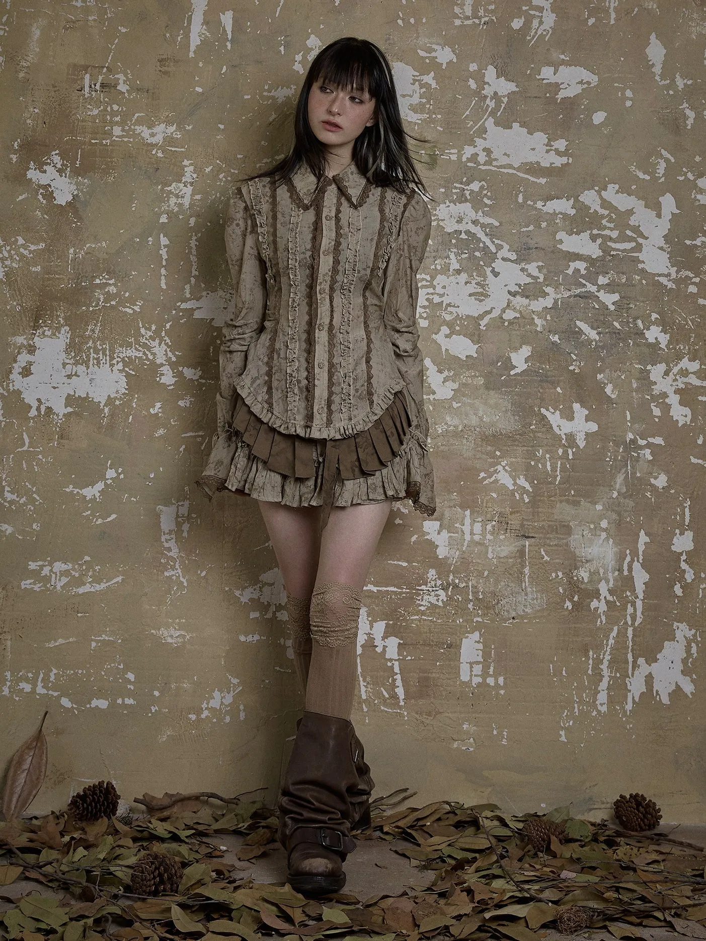 Lace Frill Stitch Romantic Shirt