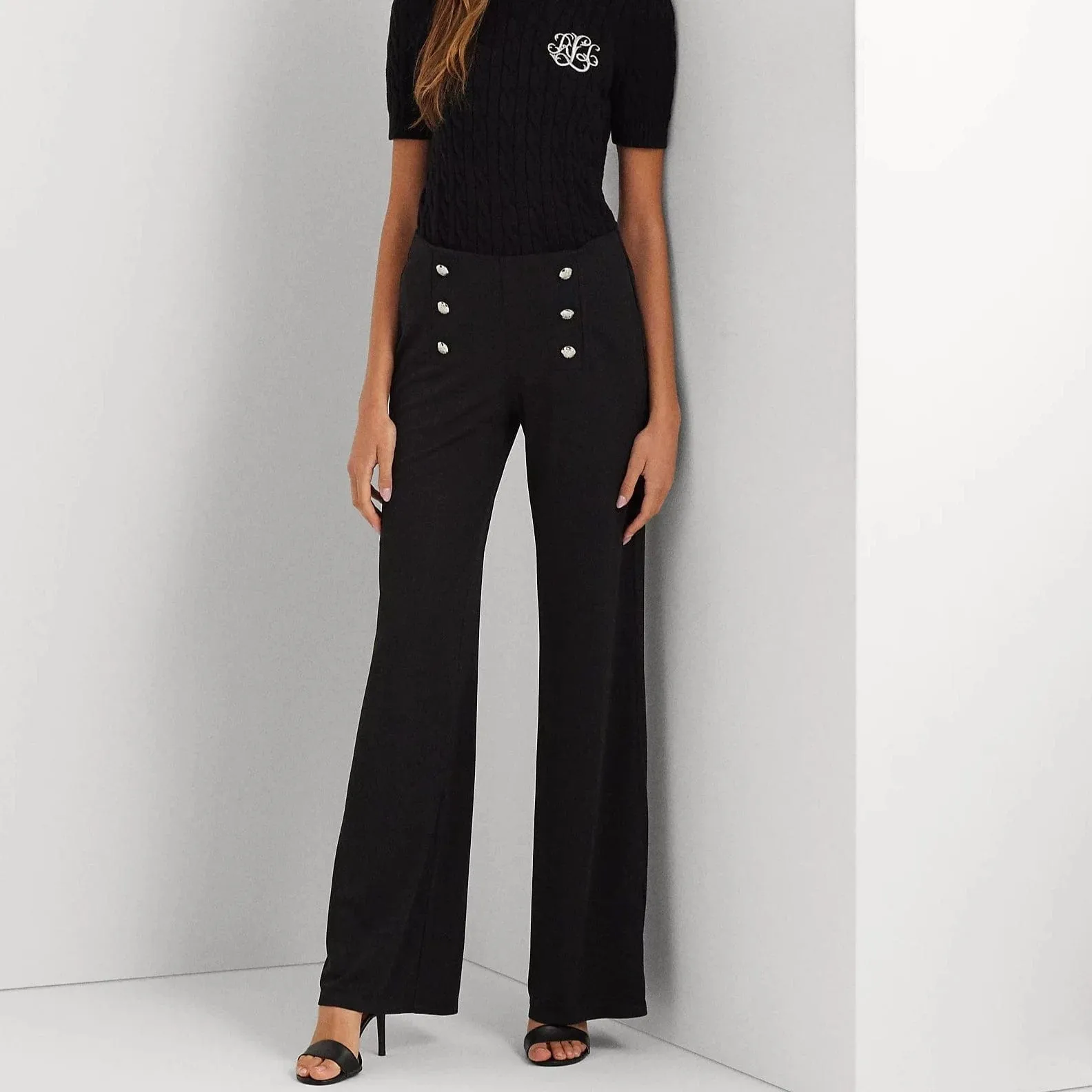 Lauren ralph Lauren Corydon Stretch Jersey Wide-Leg Trouser In Navy