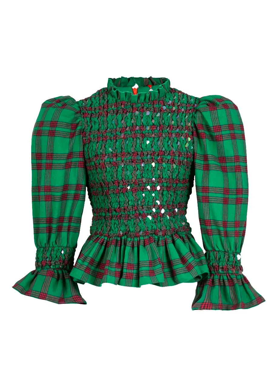 Leyland top in green plaid