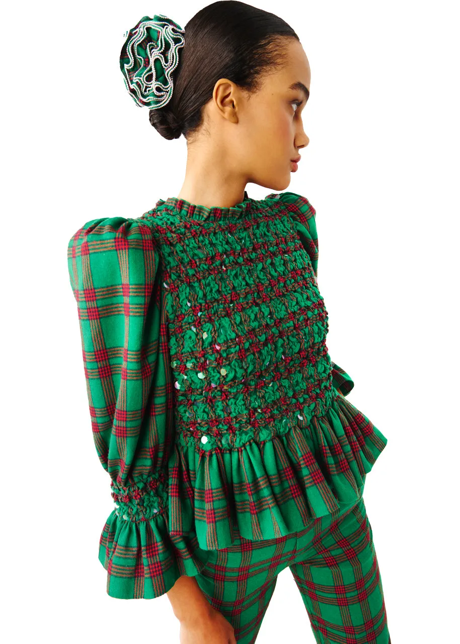 Leyland top in green plaid
