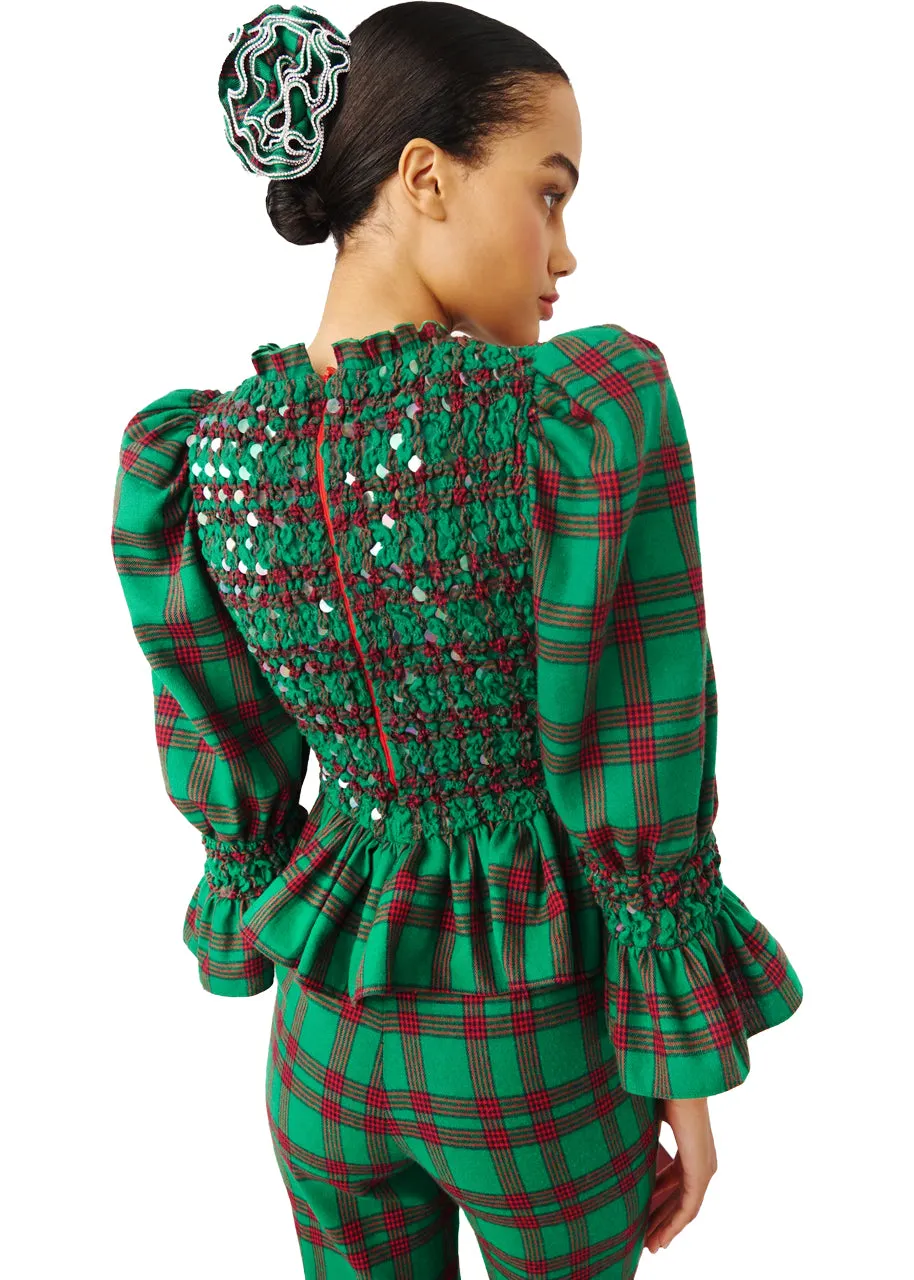 Leyland top in green plaid