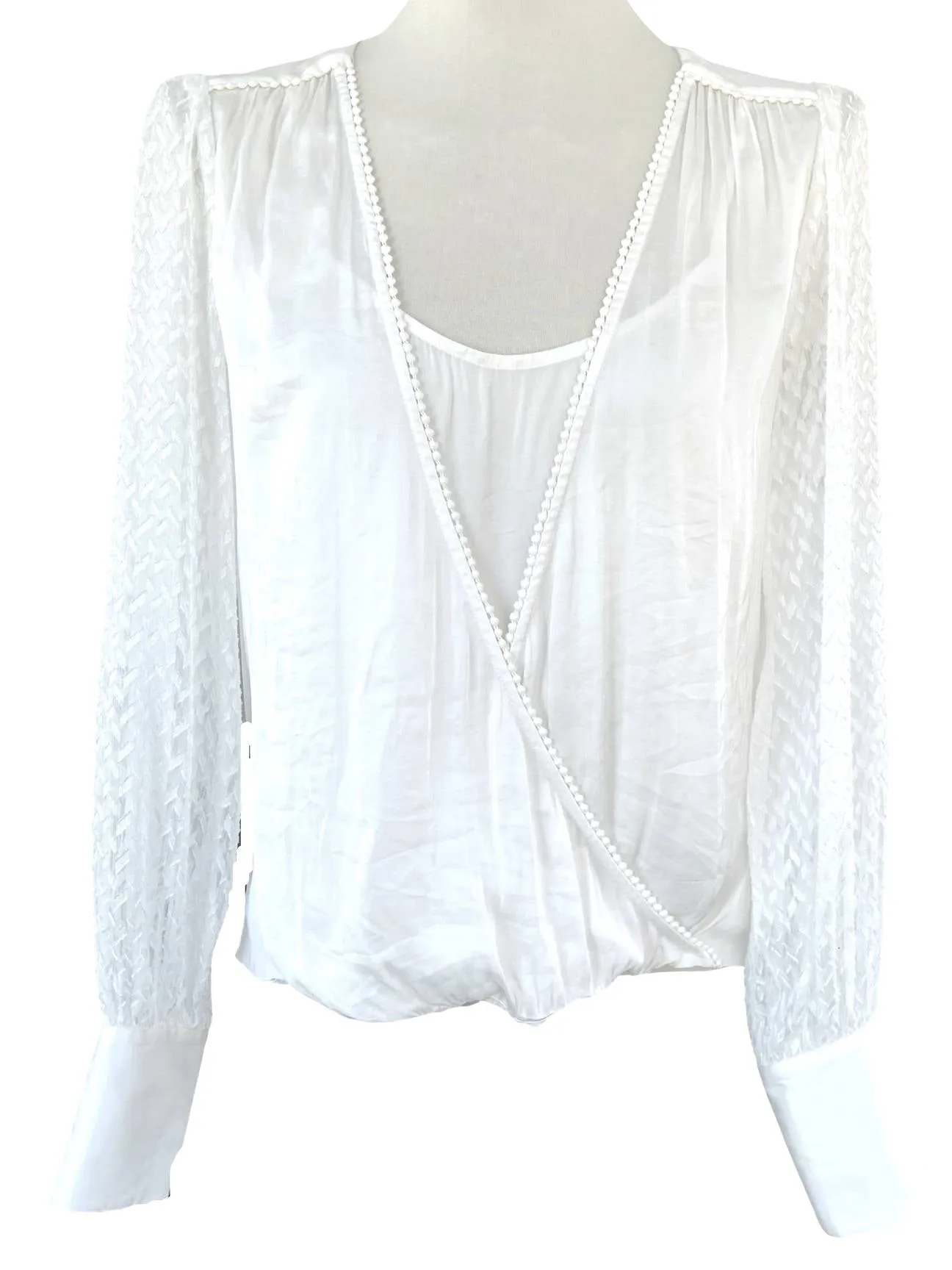 Light Summer Silky Sheer-Sleeved Blouse