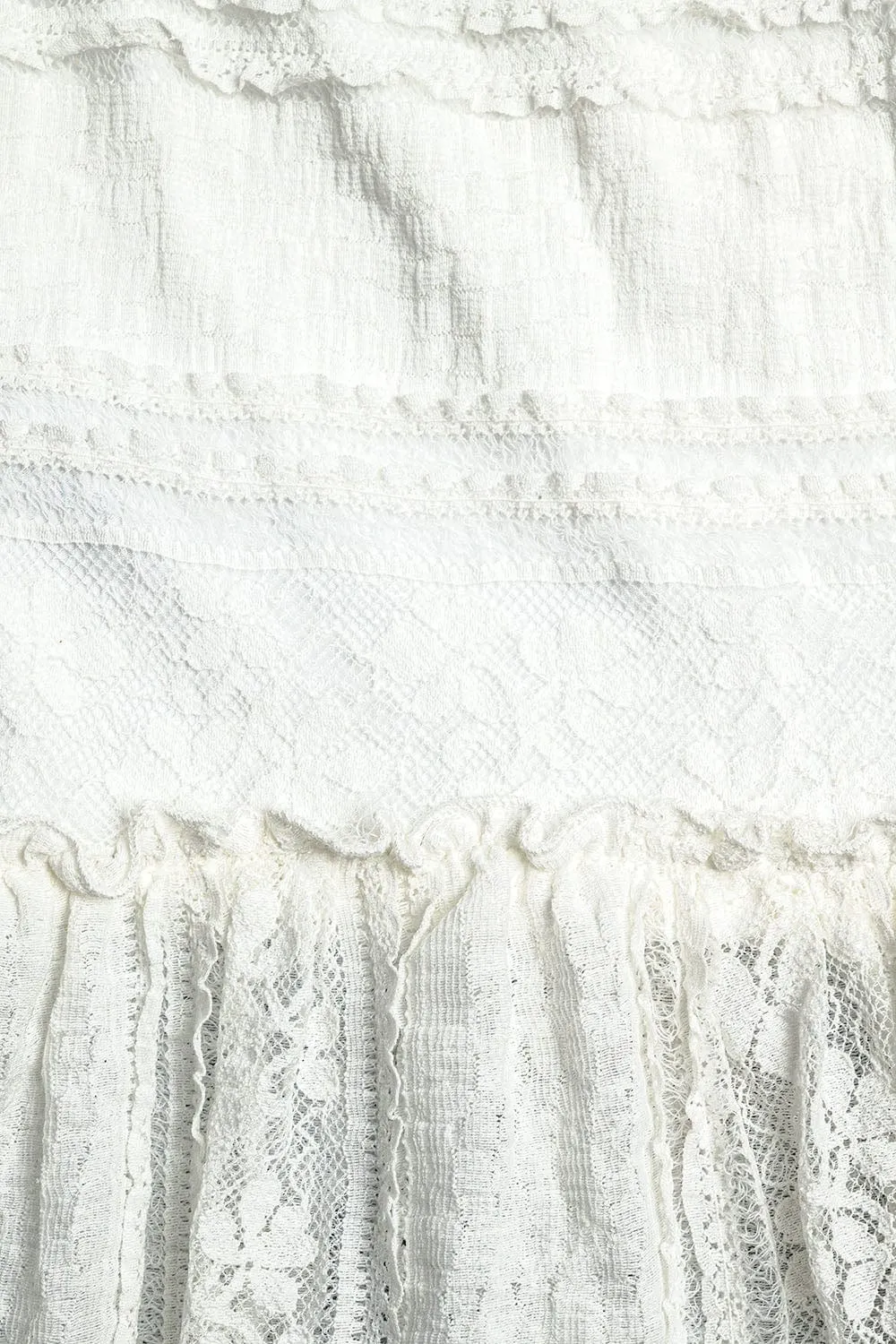 Long White Lace Skirt Fitted At The Waist