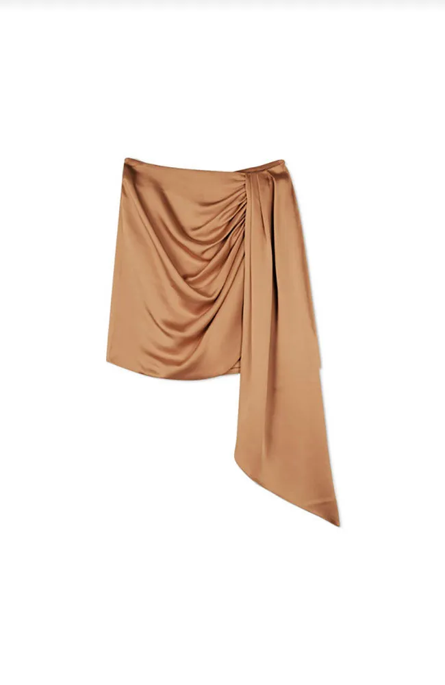 Mae Classic Satin Draped Skirt
