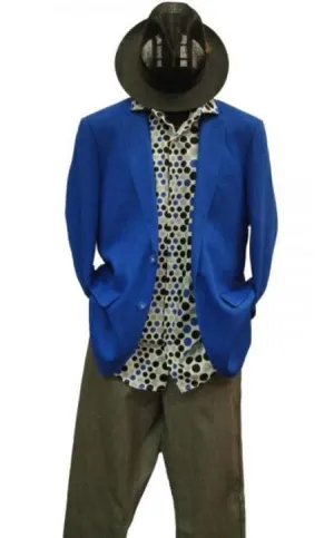 Mens Lightweight Blazer - Alberto Nardoni Brand Men's 2 Buttons Linen Cobalt Royal Blue Blazer