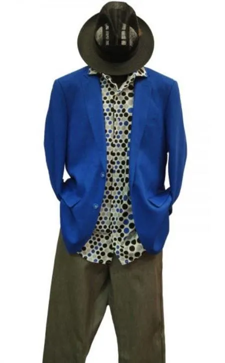 Mens Lightweight Blazer - Alberto Nardoni Brand Men's 2 Buttons Linen Cobalt Royal Blue Blazer