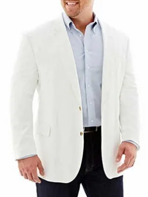 Mens Lightweight Blazer - Men's Linen Cotton 2 Button White Long Sleeves Sport Coat Blazer