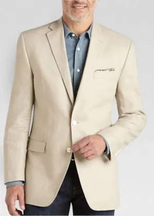 Mens Lightweight Blazer - Men's Summer Blazer 2 Button Linen Classic Fit Sport Coat Tan