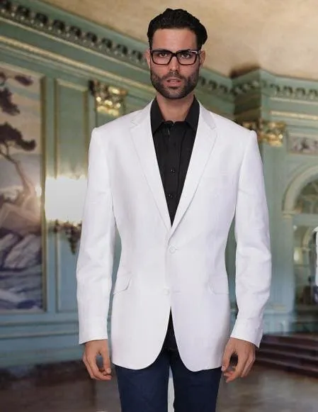 Mens Lightweight Blazer - Men's White Cool Linen Fabric Jacket Summer Blazer Sport Coat