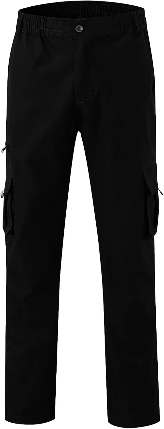 Men's Long Solid Color Cargo Pants Elastic Waistband Trousers Men's Jogger Pants Men's Slim-Fit Stretch Cargo Pant