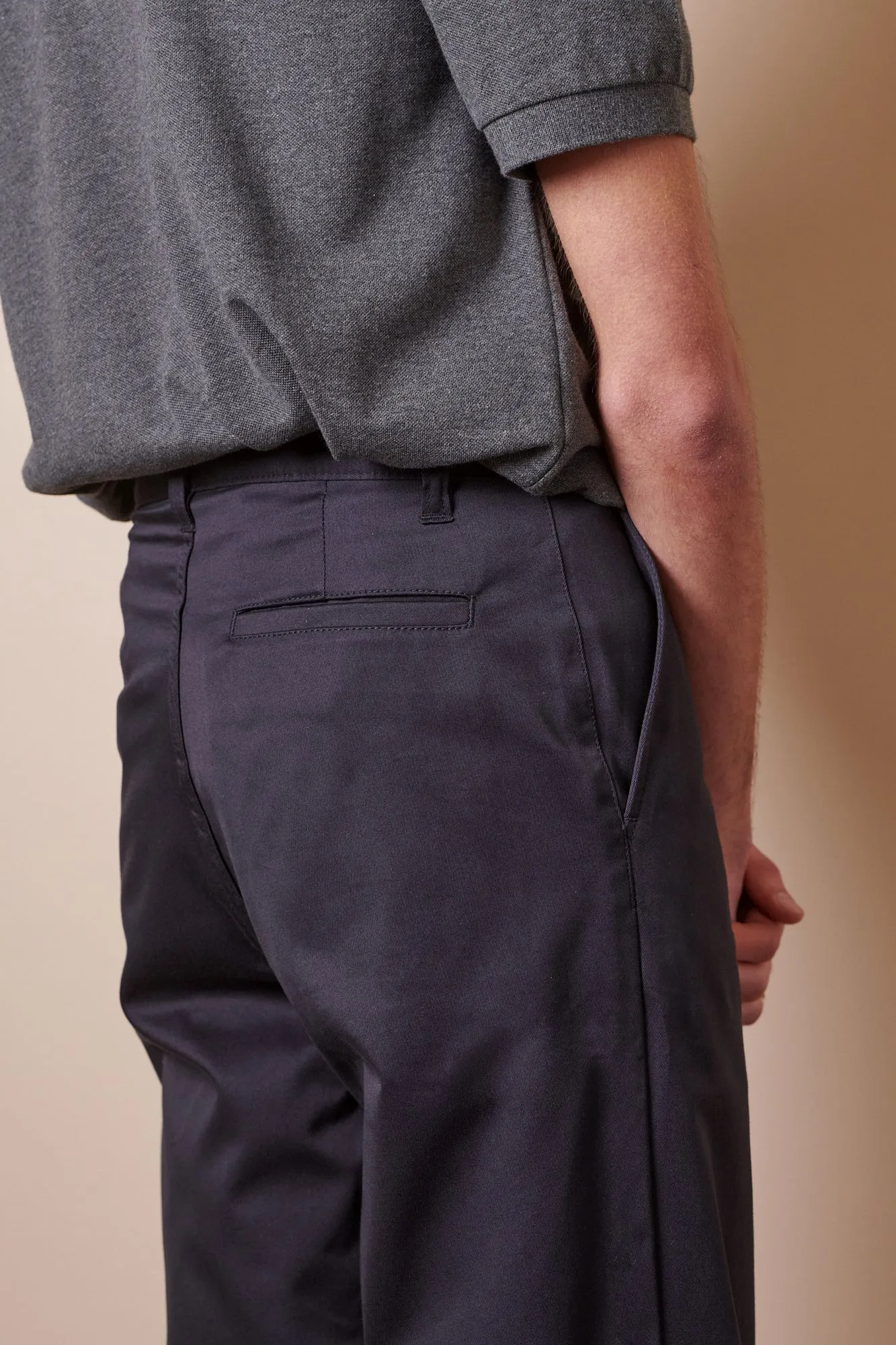 Men's Slim Lightweight Stretch Cotton Twill Chinos - Navy