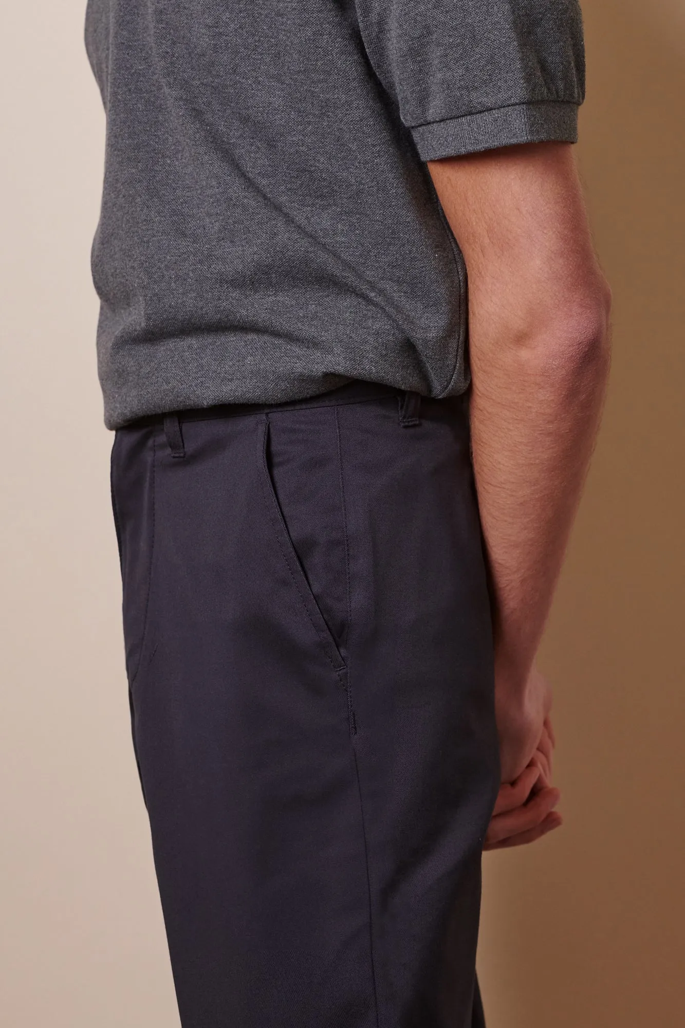 Men's Slim Lightweight Stretch Cotton Twill Chinos - Navy