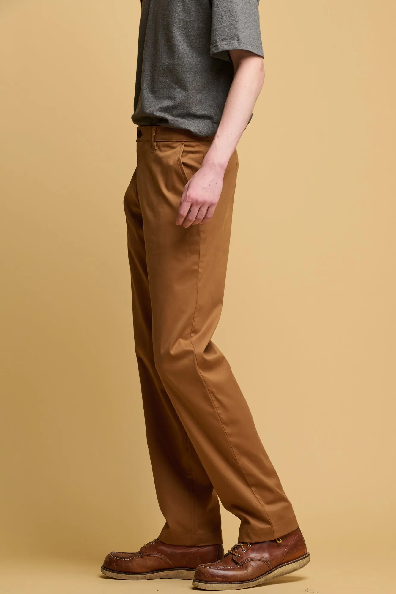 Men's Slim Lightweight Stretch Cotton Twill Chinos - Tobacco